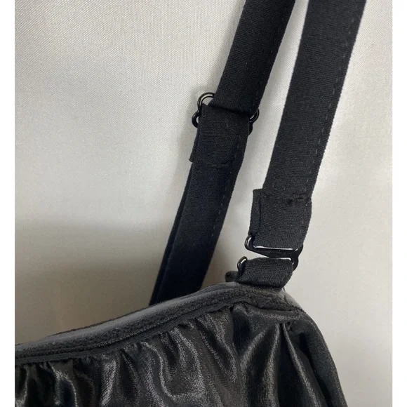 Lane Bryant Size Faux Leather Peplum Top Black Liquid Bustier Convertible Straps - Picture 3 of 12